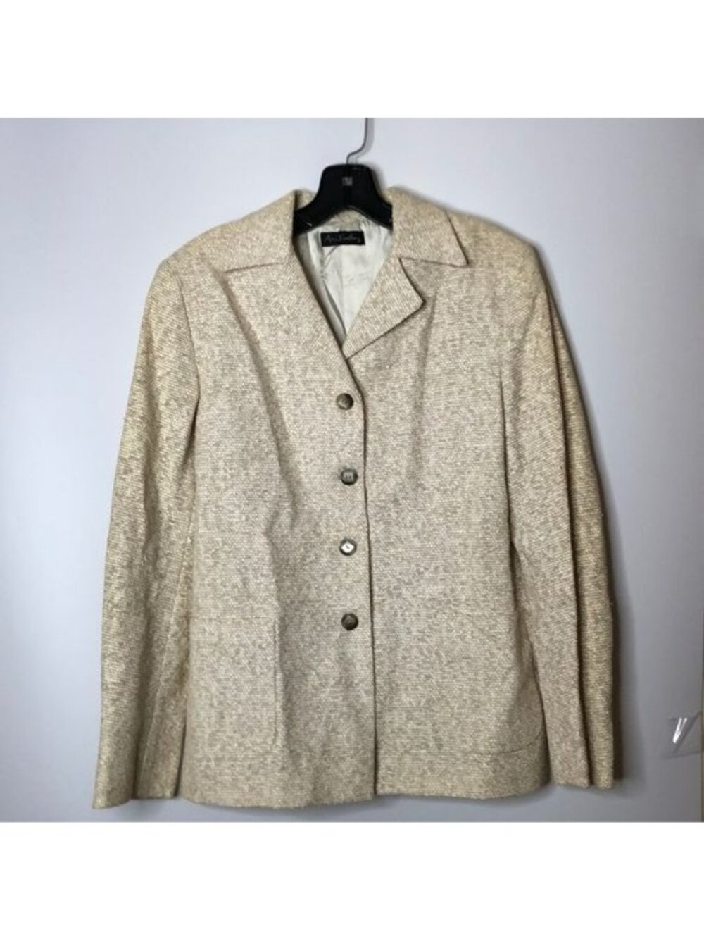 Vintage Ann Freedberg Womens Sarah Cream Four-Button Blazer Jacket Size 8